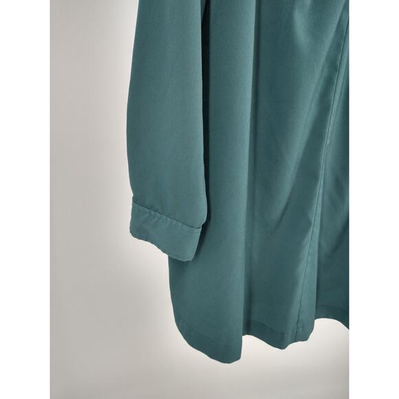 Sejour Blouse Top Plus 20W Keyhole Pleated‎ Button Neck Long Sleeve Casual Green - Picture 4 of 8